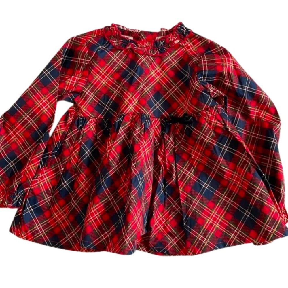NWT Crown & Ivy plaid dress long sleeve 24 months ruffle detail‎ red blue